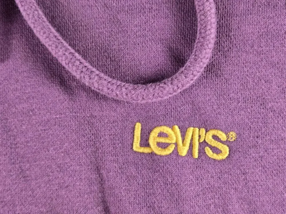 Levis Hoodie Sweatshirt Mens Small Purple Relaxed Logo Fleece Pullover